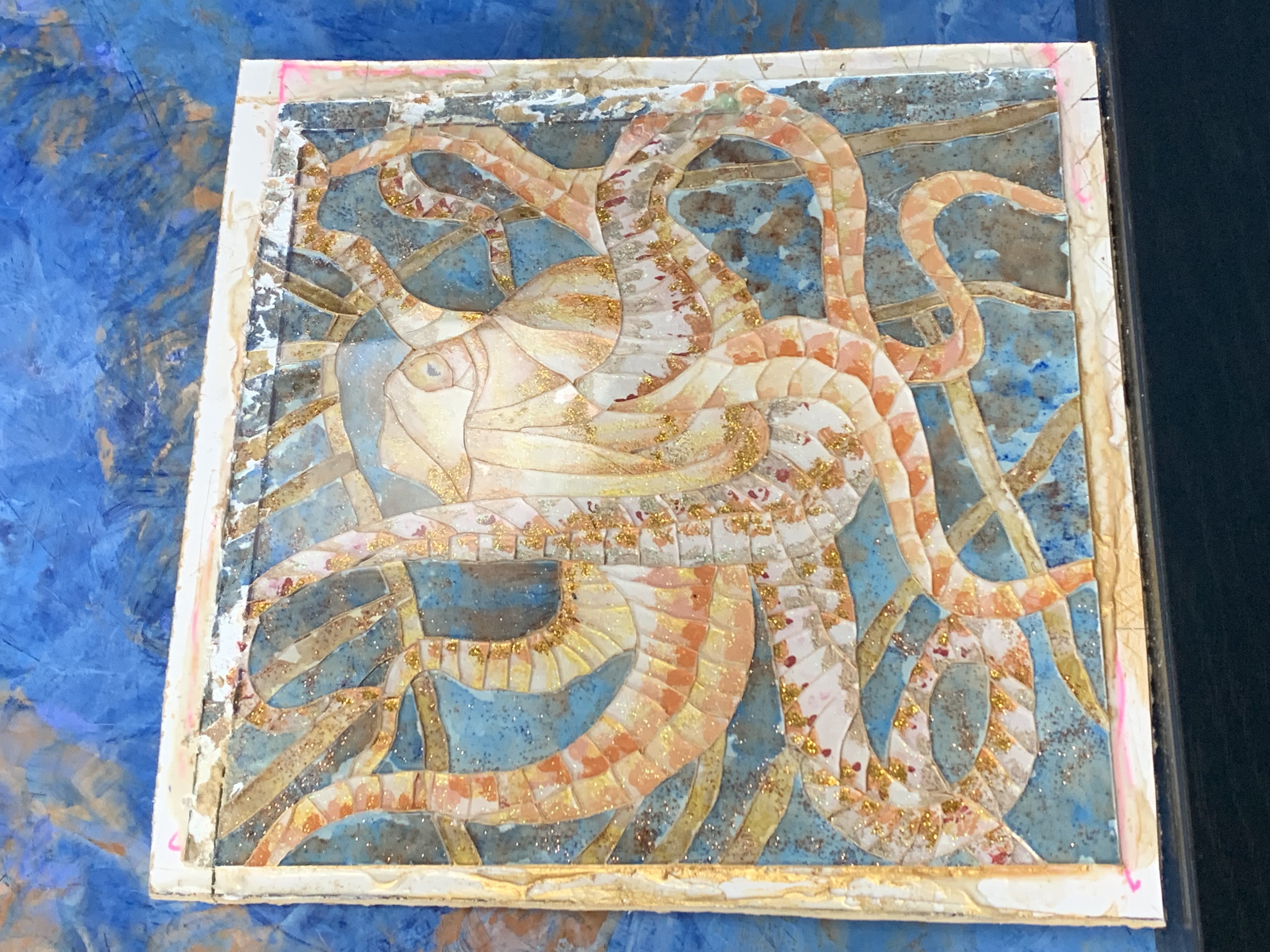 Poulpe sable doré — Marqueterie de verre Norbert Alali Artiste
