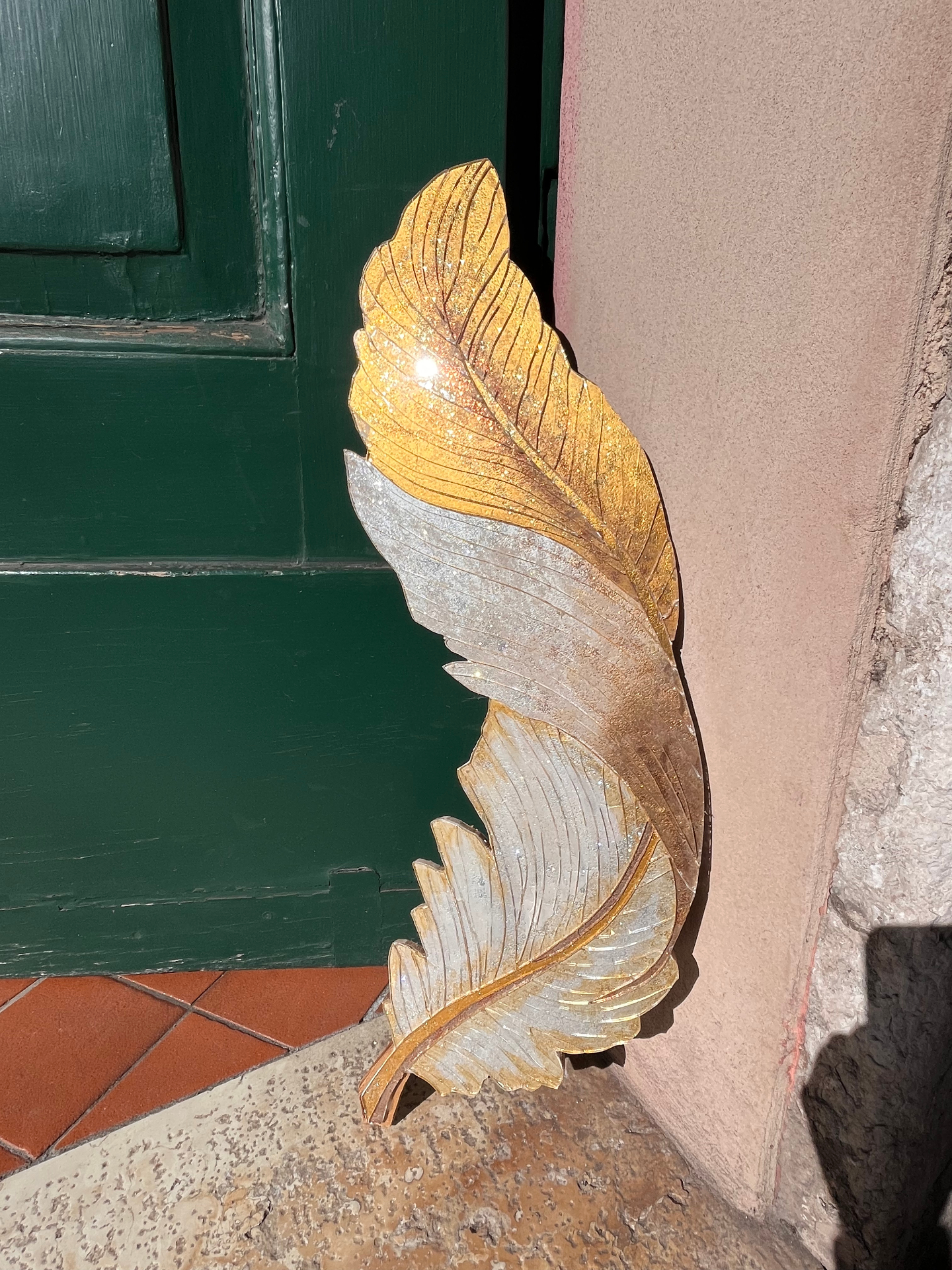 Duo de Plumes Dorées — Marqueterie de verre Norbert Alali Artiste